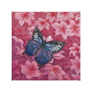 Flower Patch Visitor – Butterfly – 14″ x 14″ Gallery Wrapped Canvas