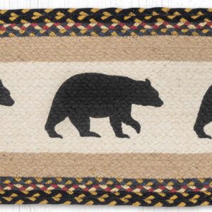 Hand Stenciled Oval Table Runner with American Bear Design 13"x36"