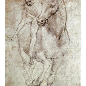 Horse & Rider by Leonardo Da Vinci – 14 1/4 x 22 in. Premium Paper Print