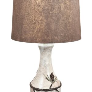 Winter Vase Table Lamp with Pine Cone Accent