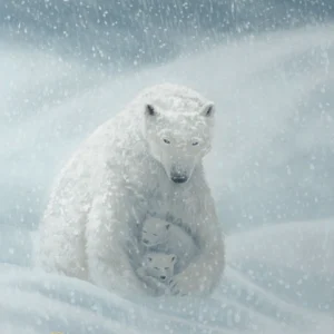 A Mother’s Warmth – Polar Bear – 11″ x 14″ Art Print