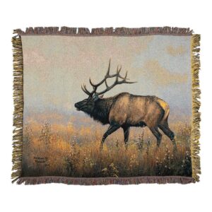 Autumn Elk Woven Blanket Throw – Made in the USA (50×60)