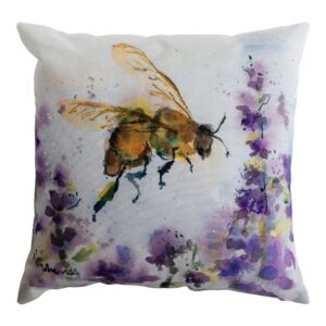 Bee With Purple Flower Climaweave Pillow 18″ x 18″ (Set of 2)