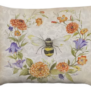 Bee with Floral Wreath Pillow