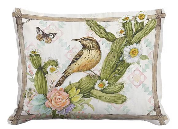 Bird on Cactus Pillow