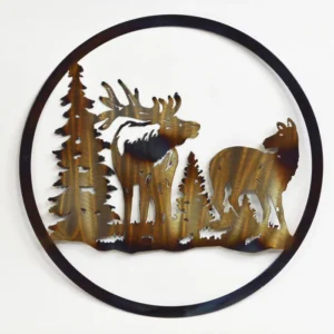 Bull and Cow Elk Circle Art