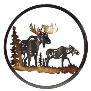 Bull and Cow Moose Circle Art