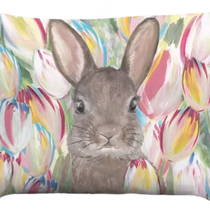 Bunny with Tulips Pillow