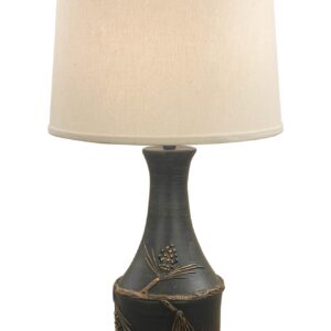 Burnt Sienna/Gold Vase Table Lamp with Pine Cone Accent
