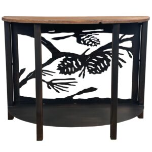 Burnt Sienna/Stain Rounded 3D Sofa Table with Pine Branch Scene