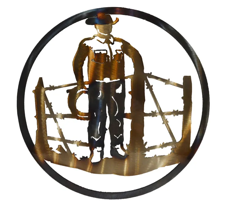 Cowboy at Fence Circle Art