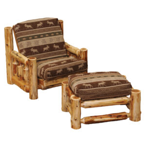 Cedar Log Futon Chair with Ottoman - Includes Mattress Set