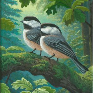 Chickadees In Spring – 11″ x 14″ Art Print