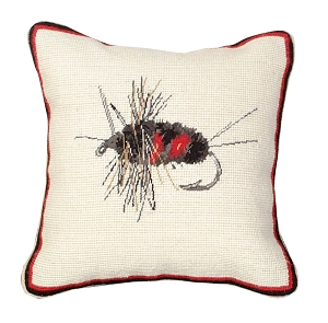 Creek Fly Needlepoint Pillow 12″x12″