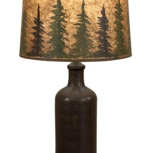 Dark Brown Streak Tall Jug Table Lamp with Tree Grove Shade