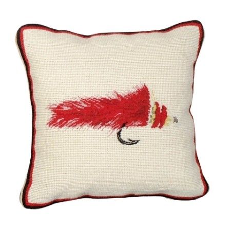 Diver Fly Petit Point Needlepoint Pillow