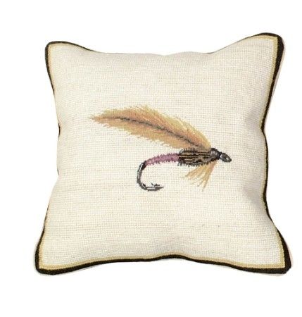 Dry Fly Needlepoint Pillow