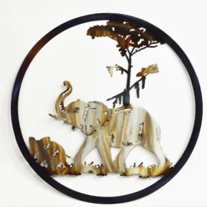 Elephant with Calf Circle Art
