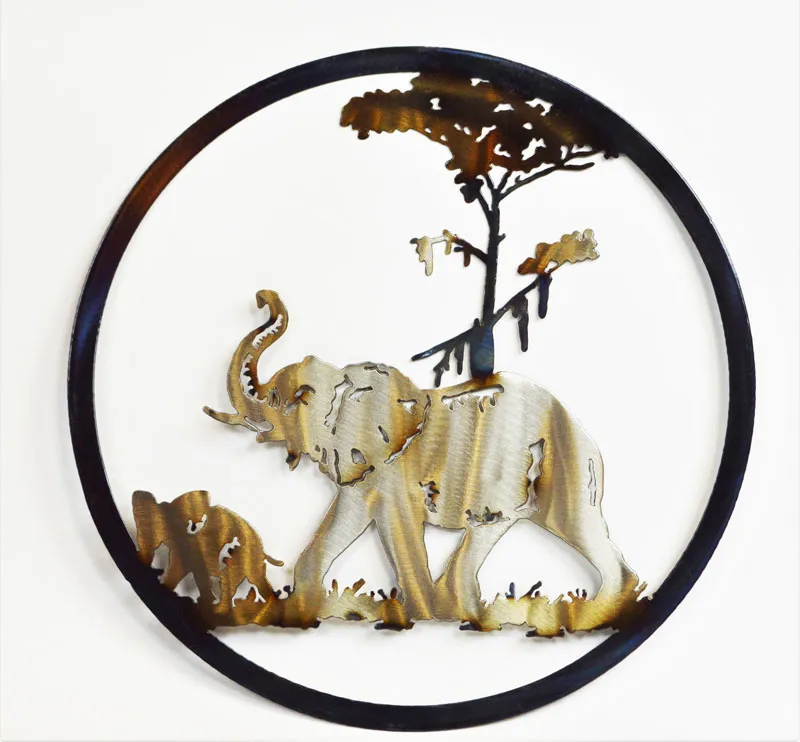 Elephant with Calf Circle Art