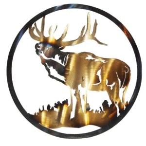 Elk Side View Circle Art