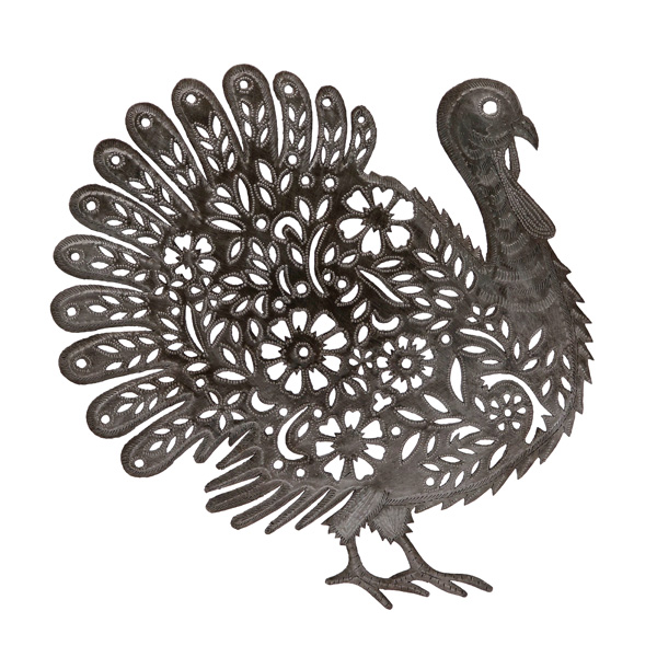Floral Turkey Recycled Steel Drum Wall Art