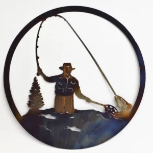 Fly Fisherman Circle Art