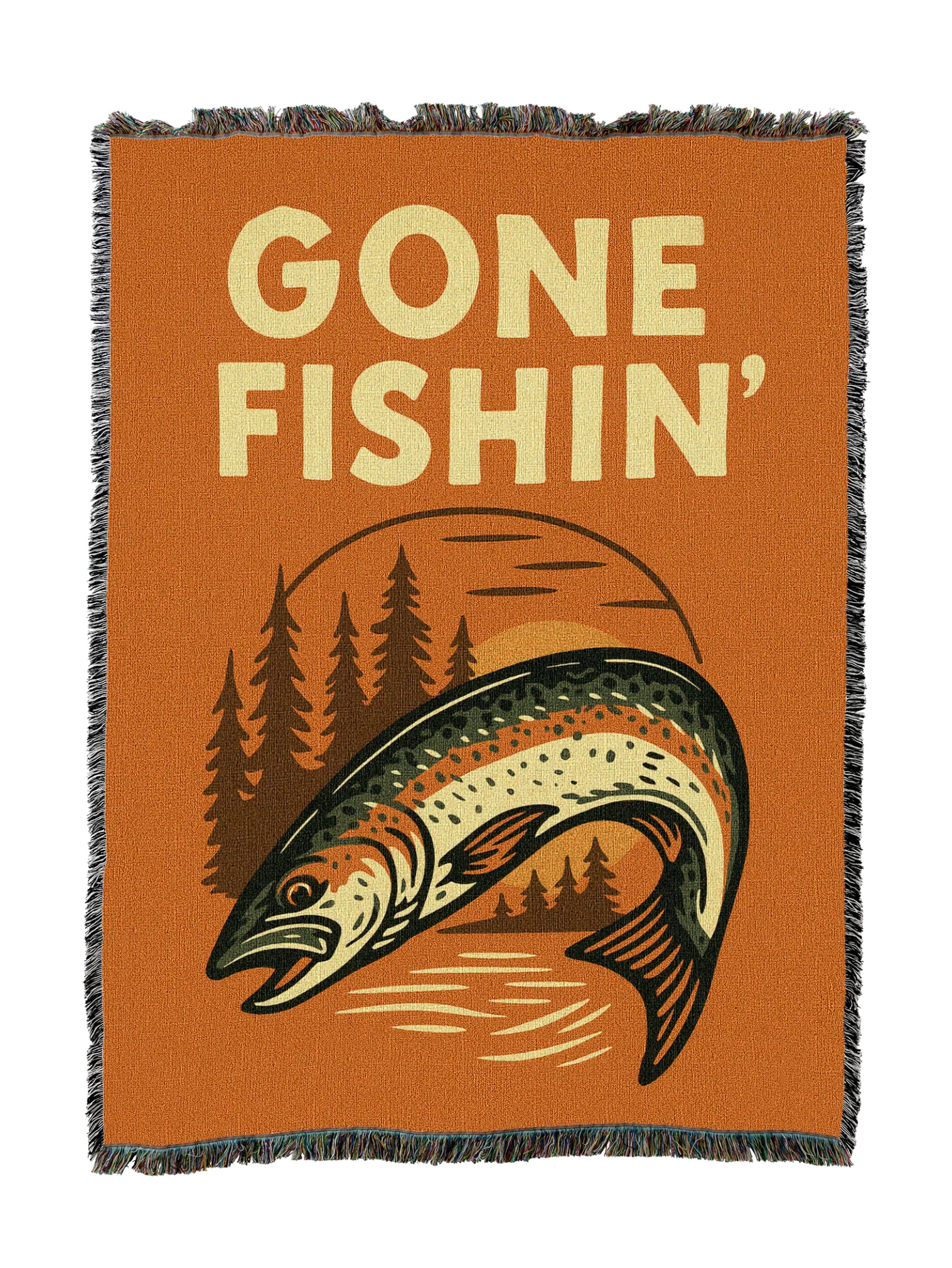 Gone Fishin Retro Blanket