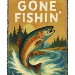 Gone Fishing Cabin Blanket