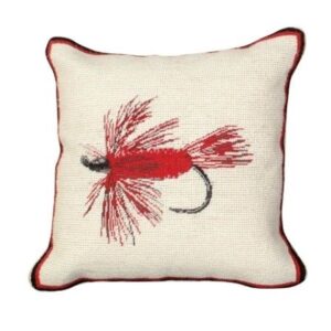 Hair Wing Fly Petit Point Needlepoint Pillow 12"x12"