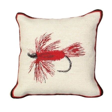 Hair Wing Fly Petit Point Needlepoint Pillow