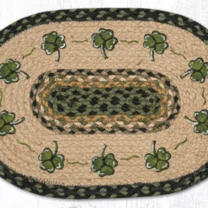Hand Stenciled Oval Placemat with Shamrock Design 13"x19"