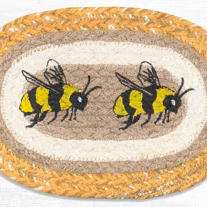 Hand Stenciled Oval Swatch with Beehive Design 7.5" x 11"