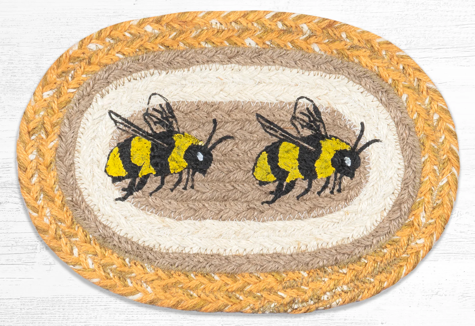 Hand Stenciled Oval Swatch with Beehive Design