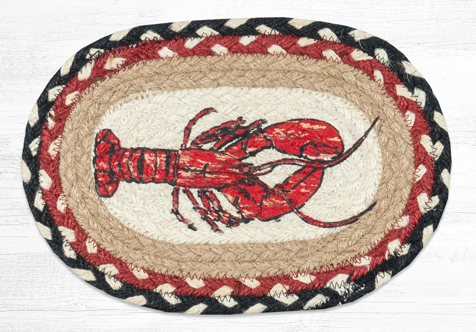 Hand Stenciled Oval Swatch with Fresh Lobster Design