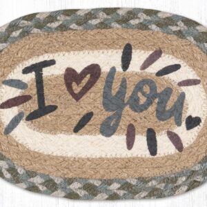 Hand Stenciled Oval Swatch with I Heart You Design 7.5" x 11"