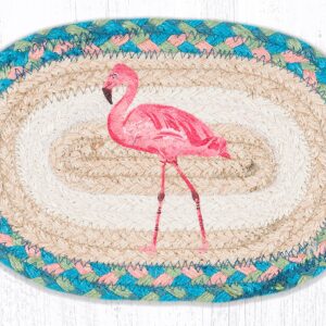 Hand Stenciled Oval Swatch with Pink Flamingo Design 7.5" x 11"