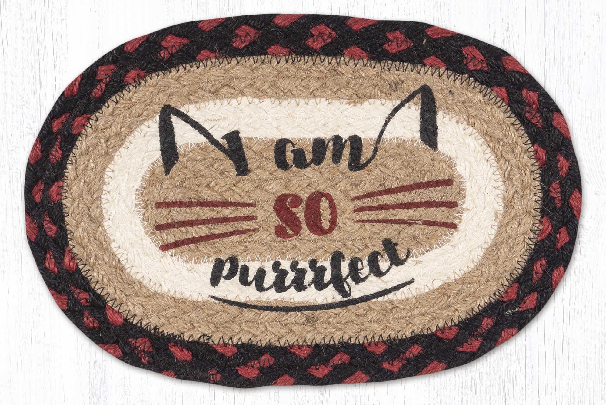 Hand Stenciled Oval Swatch with Purrrfect Design