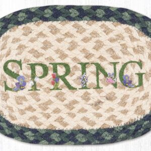 Hand Stenciled Oval Swatch with Spring Design 7.5" x 11"