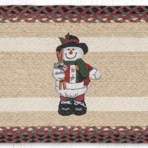Hand Stenciled Oval Table Runner with Snowman in Top Hat Design 13"x36"
