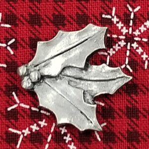 Holly Leaves Pewter Pin by Andy Schumann