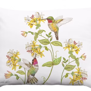 Hummingbird Duo w/ Honeysuckles Pillow