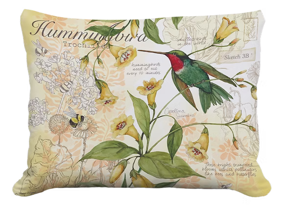 Hummingbird with Carolina Jasmine Pillow