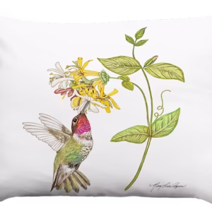 Hummingbird with Honeysuckle Pillow