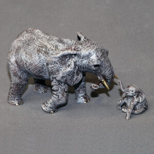 Little Elephant Mama & Baby Sculpture by Barry Stein Sculptures