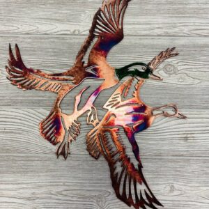 Mallard Ducks Flying Pair Metal Wall Decor