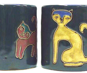 Mara Stoneware 16 Oz. Cats – Blue Mugs (Set of 2)