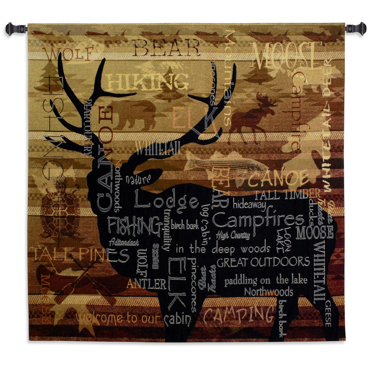 Nature's Calling by Julianna James – Woven Tapestry Wall Art Hanging – Elk Silhouette