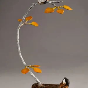 Oh, There You Are Bronze Chickadee Sculpture by Mark Hopkins