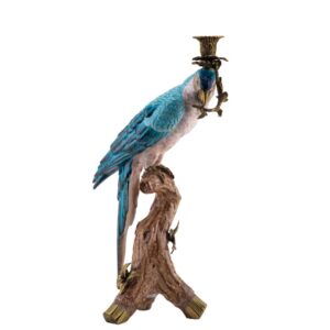 Porcelain Blue Parrot Candle Holder with Bronze Ormolu II