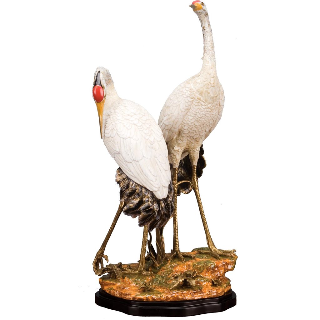 Porcelain Double Cranes Figurine with Bronze Ormolu